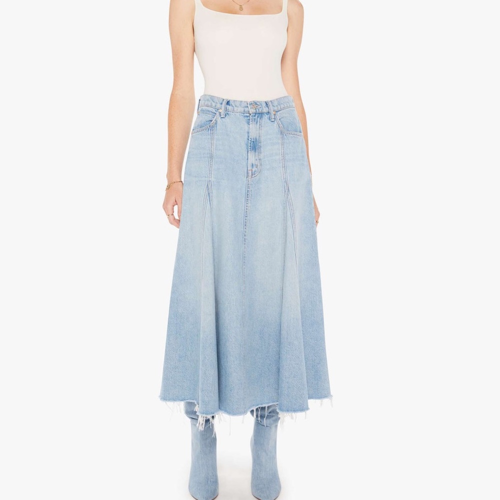 MOTHER The Full Swing Fray Denim Skirt